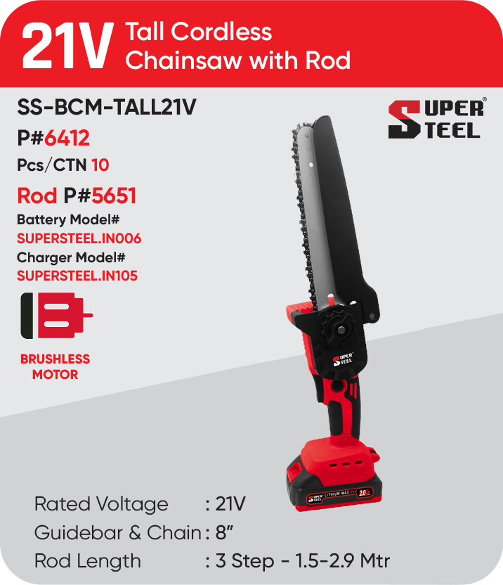 21V TALL CORDLESS CHAINSAW