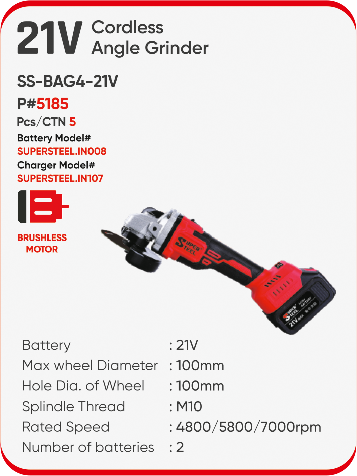 21V CORDLESS ANGLE GRINDER