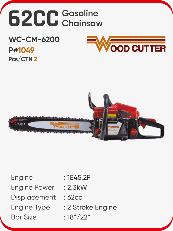 62CC GASOLINE CHAINSAW